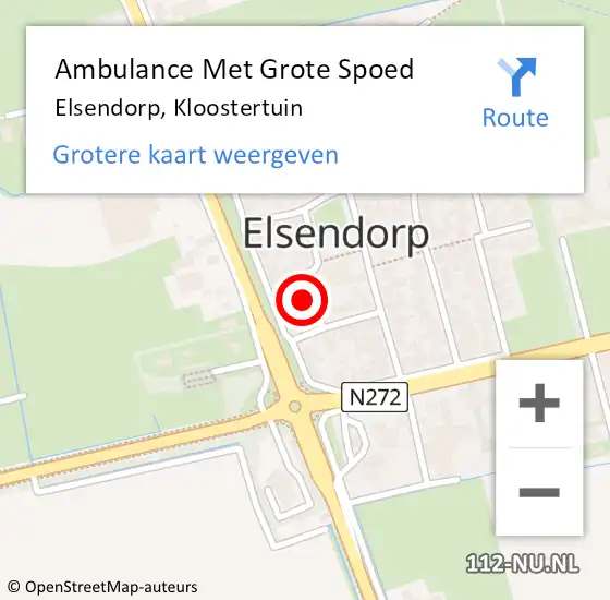 Locatie op kaart van de 112 melding: Ambulance Met Grote Spoed Naar Elsendorp, Kloostertuin op 26 januari 2015 04:39