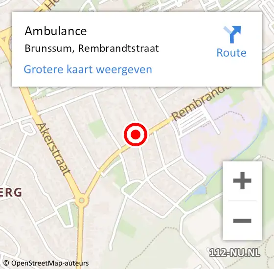 Locatie op kaart van de 112 melding: Ambulance Brunssum, Rembrandtstraat op 26 januari 2015 05:14