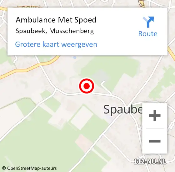 Locatie op kaart van de 112 melding: Ambulance Met Spoed Naar Spaubeek, Musschenberg op 26 januari 2015 05:49