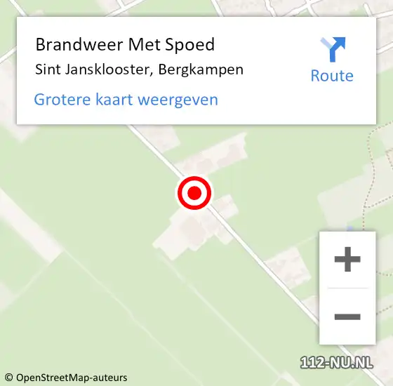 Locatie op kaart van de 112 melding: Brandweer Met Spoed Naar Sint Jansklooster, Bergkampen op 28 oktober 2013 12:21