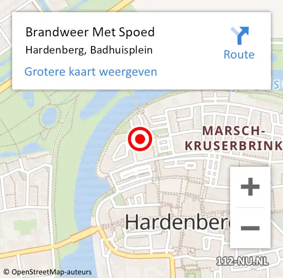 Locatie op kaart van de 112 melding: Brandweer Met Spoed Naar Hardenberg, Badhuisplein op 28 oktober 2013 12:22