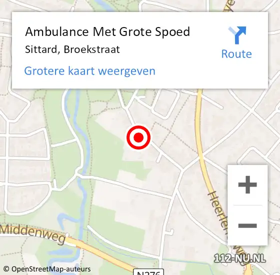 Locatie op kaart van de 112 melding: Ambulance Met Grote Spoed Naar Sittard, Broekstraat op 26 januari 2015 08:23