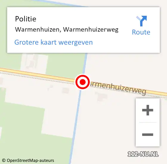 Locatie op kaart van de 112 melding: Politie Warmenhuizen, Warmenhuizerweg op 26 januari 2015 08:26