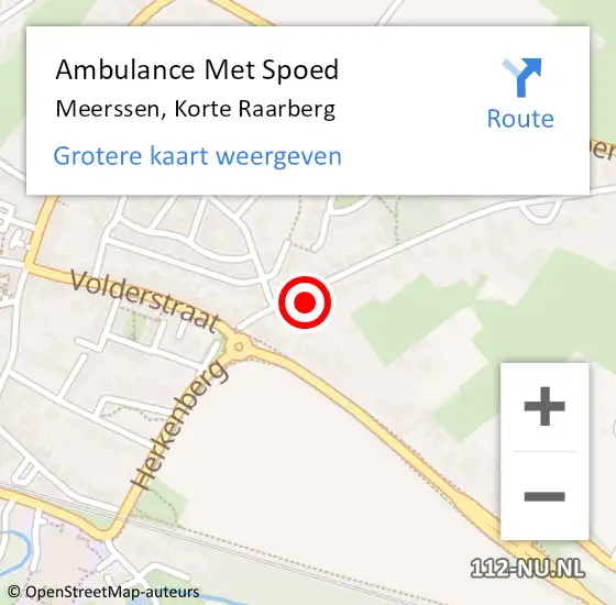 Locatie op kaart van de 112 melding: Ambulance Met Spoed Naar Meerssen, Korte Raarberg op 26 januari 2015 08:45