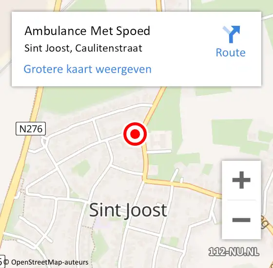 Locatie op kaart van de 112 melding: Ambulance Met Spoed Naar Sint Joost, Caulitenstraat op 26 januari 2015 08:48