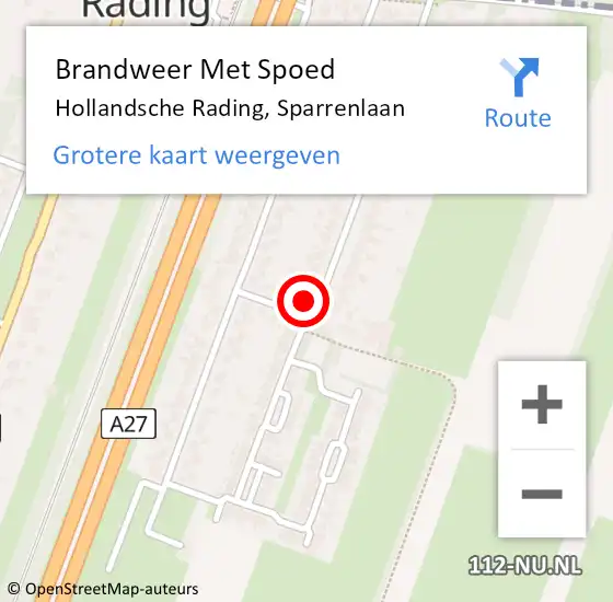 Locatie op kaart van de 112 melding: Brandweer Met Spoed Naar Hollandsche Rading, Sparrenlaan op 28 oktober 2013 12:24