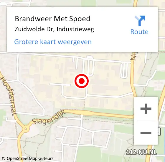 Locatie op kaart van de 112 melding: Brandweer Met Spoed Naar Zuidwolde Dr, Industrieweg op 28 oktober 2013 12:25