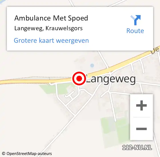 Locatie op kaart van de 112 melding: Ambulance Met Spoed Naar Langeweg, Krauwelsgors op 26 januari 2015 10:12