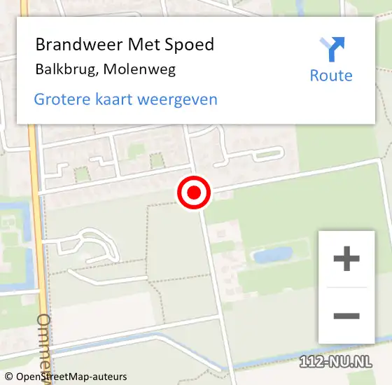 Locatie op kaart van de 112 melding: Brandweer Met Spoed Naar Balkbrug, Molenweg op 28 oktober 2013 12:25