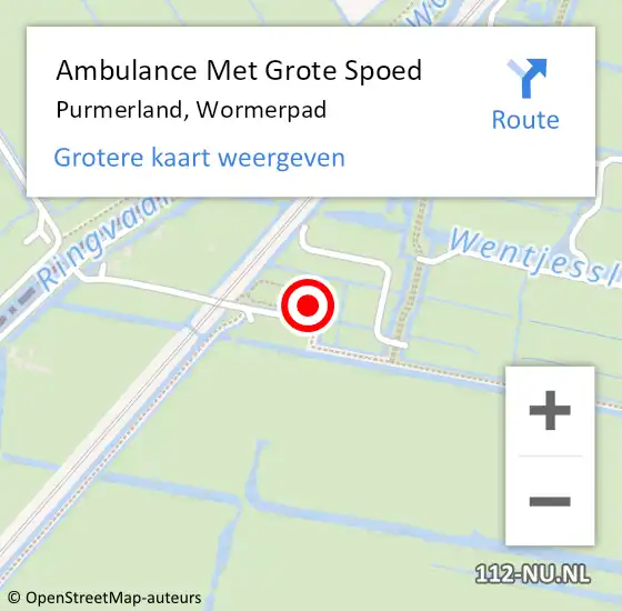 Locatie op kaart van de 112 melding: Ambulance Met Grote Spoed Naar Purmerland, Wormerpad op 26 januari 2015 10:17