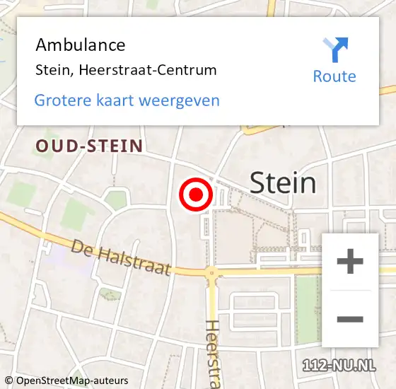 Locatie op kaart van de 112 melding: Ambulance Stein, Heerstraat-Centrum op 26 januari 2015 10:47