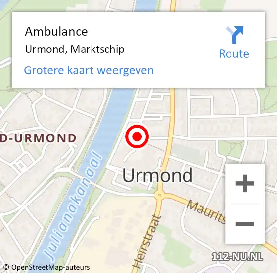 Locatie op kaart van de 112 melding: Ambulance Urmond, Marktschip op 26 januari 2015 10:56