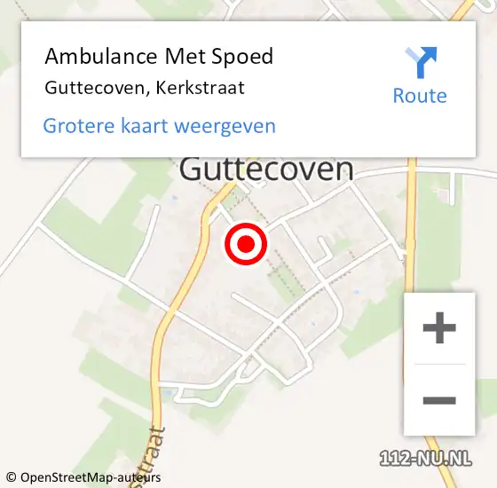 Locatie op kaart van de 112 melding: Ambulance Met Spoed Naar Guttecoven, Kerkstraat op 26 januari 2015 10:58