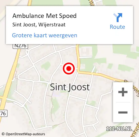 Locatie op kaart van de 112 melding: Ambulance Met Spoed Naar Sint Joost, Wijerstraat op 26 januari 2015 10:59