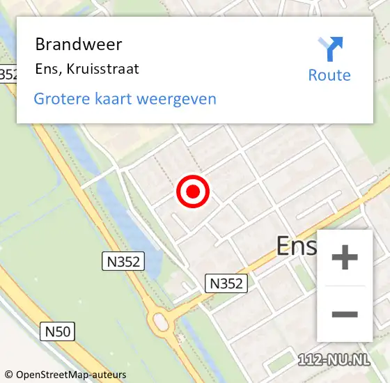 Locatie op kaart van de 112 melding: Brandweer Ens, Kruisstraat op 28 oktober 2013 12:26