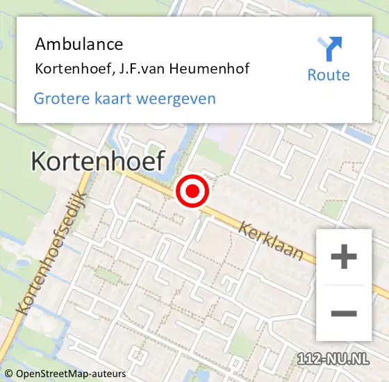 Locatie op kaart van de 112 melding: Ambulance Kortenhoef, J.F.van Heumenhof op 26 januari 2015 11:24