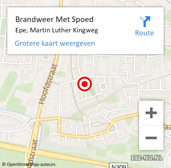 Locatie op kaart van de 112 melding: Brandweer Met Spoed Naar Epe, Martin Luther Kingweg op 28 oktober 2013 12:26