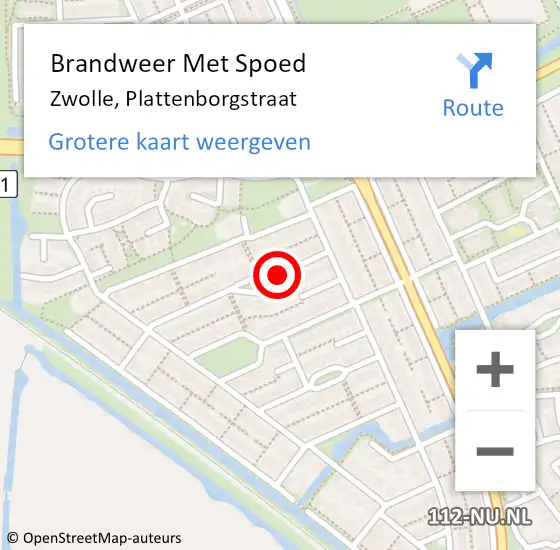 Locatie op kaart van de 112 melding: Brandweer Met Spoed Naar Zwolle, Plattenborgstraat op 28 oktober 2013 12:26