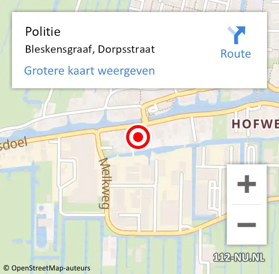 Locatie op kaart van de 112 melding: Politie Bleskensgraaf, Dorpsstraat op 26 januari 2015 11:50