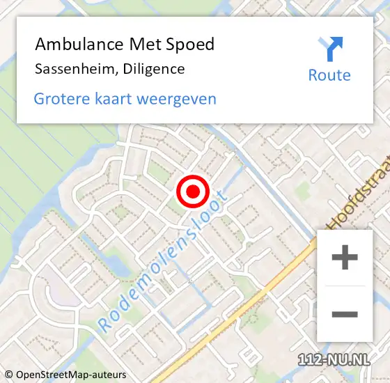 Locatie op kaart van de 112 melding: Ambulance Met Spoed Naar Sassenheim, Diligence op 26 januari 2015 12:03