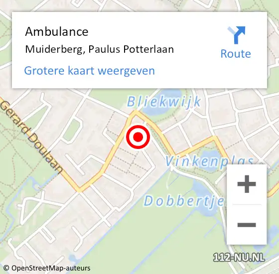 Locatie op kaart van de 112 melding: Ambulance Muiderberg, Paulus Potterlaan op 26 januari 2015 12:21