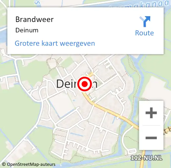 Locatie op kaart van de 112 melding: Brandweer Deinum op 26 januari 2015 12:26