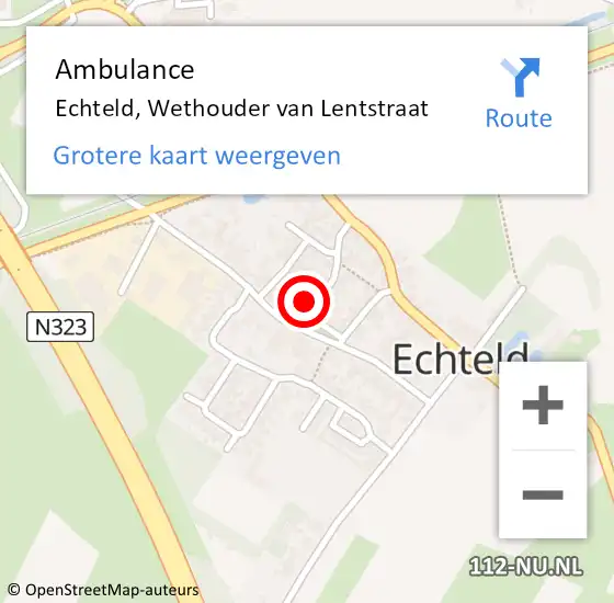 Locatie op kaart van de 112 melding: Ambulance Echteld, Wethouder van Lentstraat op 28 oktober 2013 12:28