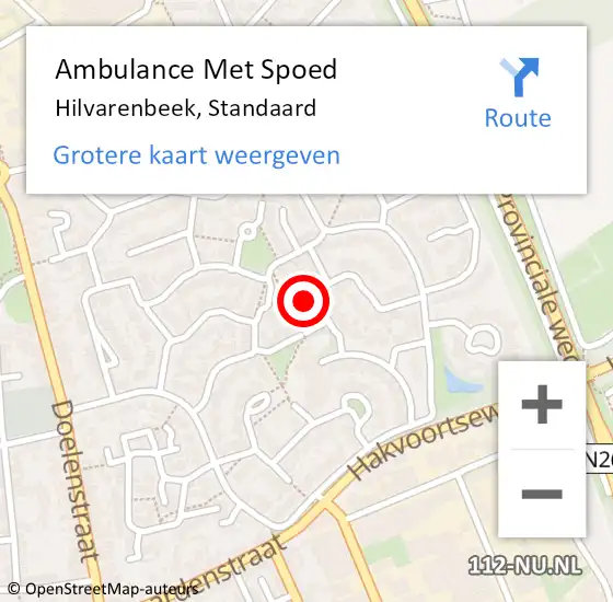 Locatie op kaart van de 112 melding: Ambulance Met Spoed Naar Hilvarenbeek, Standaard op 26 januari 2015 12:39