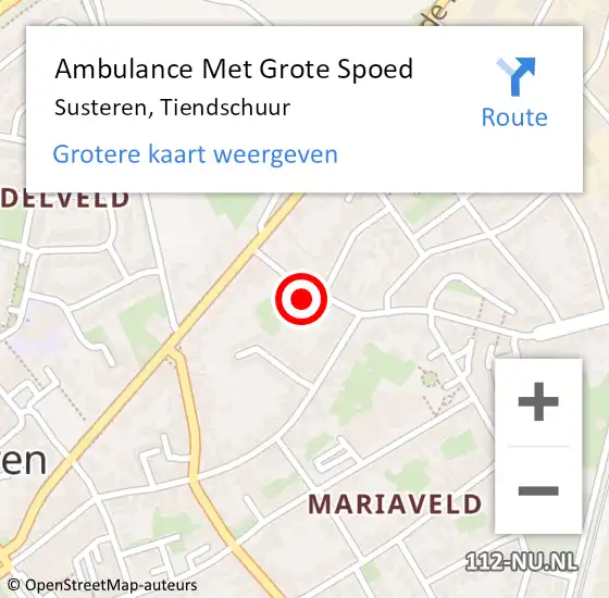 Locatie op kaart van de 112 melding: Ambulance Met Grote Spoed Naar Susteren, Tiendschuur op 26 januari 2015 12:46