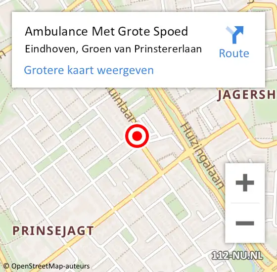 Locatie op kaart van de 112 melding: Ambulance Met Grote Spoed Naar Eindhoven, Groen van Prinstererlaan op 26 januari 2015 12:47