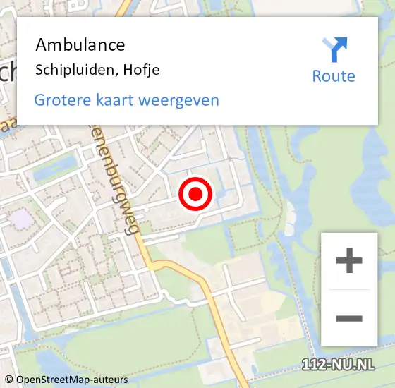 Locatie op kaart van de 112 melding: Ambulance Schipluiden, Hofje op 26 januari 2015 12:54