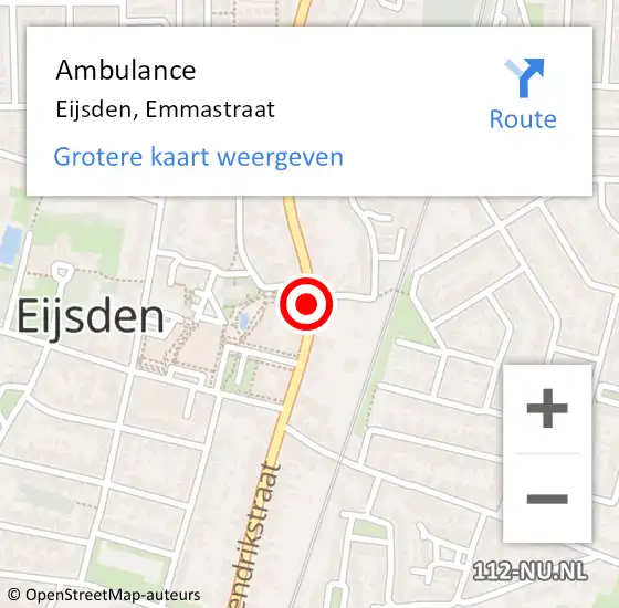 Locatie op kaart van de 112 melding: Ambulance Eijsden, Emmastraat op 26 januari 2015 13:17