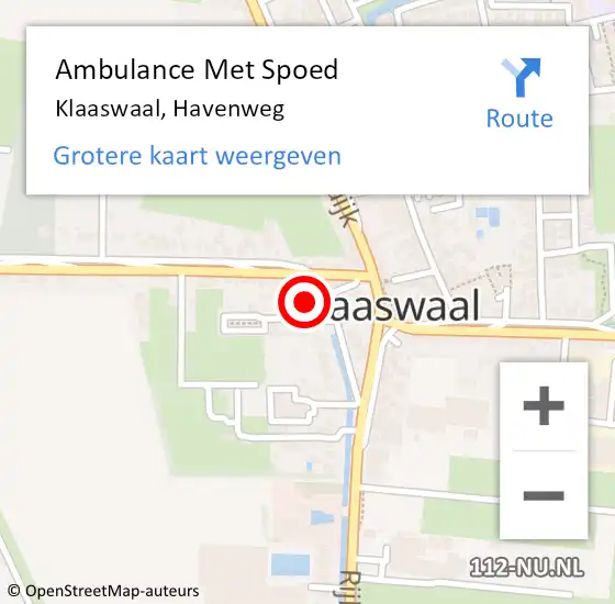 Locatie op kaart van de 112 melding: Ambulance Met Spoed Naar Klaaswaal, Havenweg op 26 januari 2015 13:17