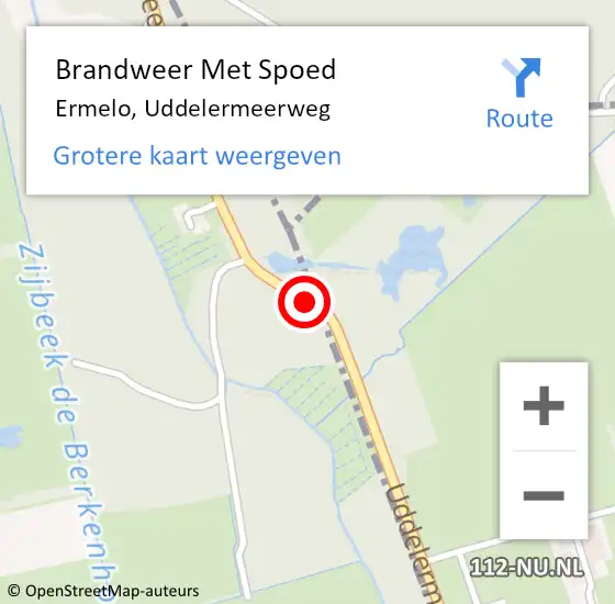 Locatie op kaart van de 112 melding: Brandweer Met Spoed Naar Ermelo, Uddelermeerweg op 28 oktober 2013 12:29