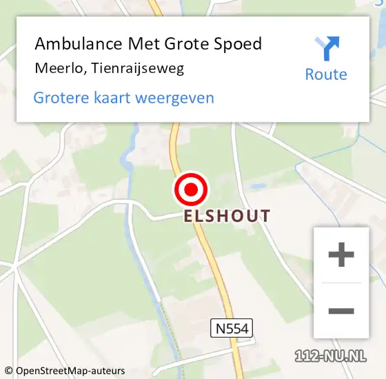 Locatie op kaart van de 112 melding: Ambulance Met Grote Spoed Naar Meerlo, Tienraijseweg op 26 januari 2015 14:05