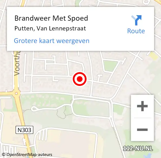 Locatie op kaart van de 112 melding: Brandweer Met Spoed Naar Putten, Van Lennepstraat op 28 oktober 2013 12:30