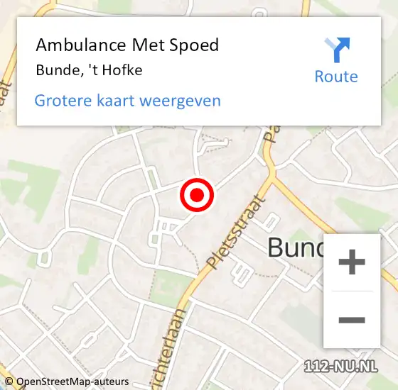 Locatie op kaart van de 112 melding: Ambulance Met Spoed Naar Bunde, 't Hofke op 26 januari 2015 14:33