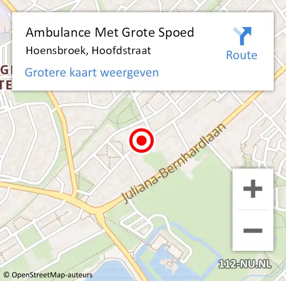 Locatie op kaart van de 112 melding: Ambulance Met Grote Spoed Naar Hoensbroek, Hoofdstraat op 26 januari 2015 15:06