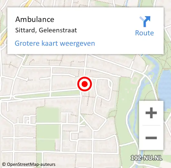 Locatie op kaart van de 112 melding: Ambulance Sittard, Geleenstraat op 26 januari 2015 15:11