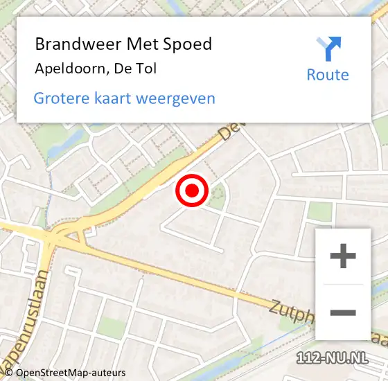 Locatie op kaart van de 112 melding: Brandweer Met Spoed Naar Apeldoorn, De Tol op 28 oktober 2013 12:31