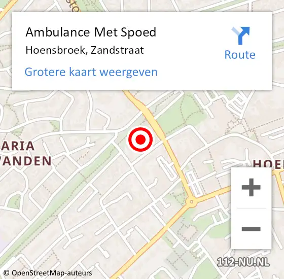 Locatie op kaart van de 112 melding: Ambulance Met Spoed Naar Hoensbroek, Zandstraat op 26 januari 2015 15:37