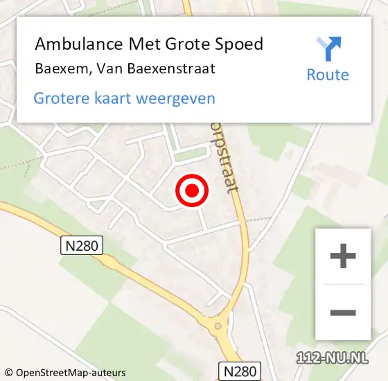 Locatie op kaart van de 112 melding: Ambulance Met Grote Spoed Naar Baexem, Van Baexenstraat op 26 januari 2015 17:07