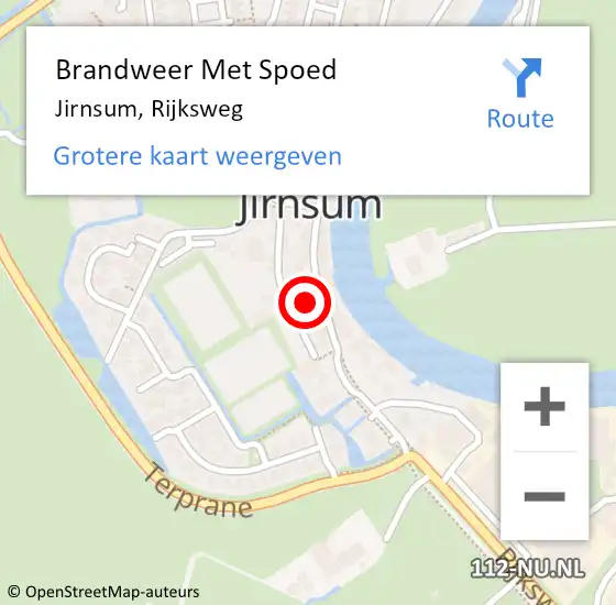 Locatie op kaart van de 112 melding: Brandweer Met Spoed Naar Jirnsum, Rijksweg op 28 oktober 2013 12:33