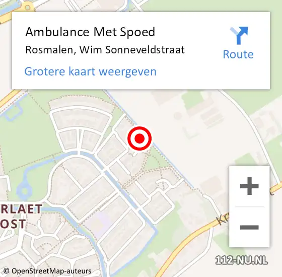 Locatie op kaart van de 112 melding: Ambulance Met Spoed Naar Rosmalen, Wim Sonneveldstraat op 26 januari 2015 17:20