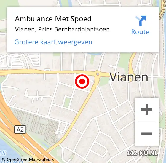 Locatie op kaart van de 112 melding: Ambulance Met Spoed Naar Vianen, Prins Bernhardplantsoen op 26 januari 2015 17:29