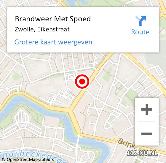 Locatie op kaart van de 112 melding: Brandweer Met Spoed Naar Zwolle, Eikenstraat op 28 oktober 2013 12:33