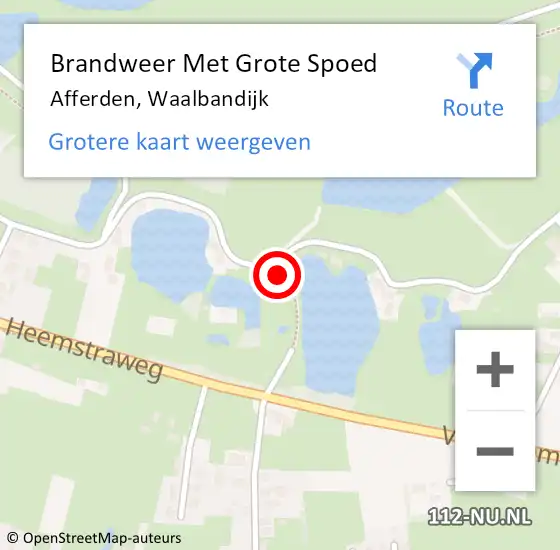 Locatie op kaart van de 112 melding: Brandweer Met Grote Spoed Naar Afferden, Waalbandijk op 26 januari 2015 18:10