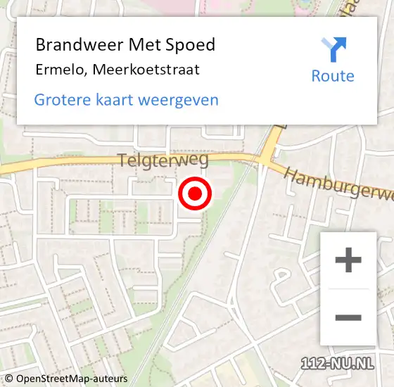 Locatie op kaart van de 112 melding: Brandweer Met Spoed Naar Ermelo, Meerkoetstraat op 28 oktober 2013 12:33