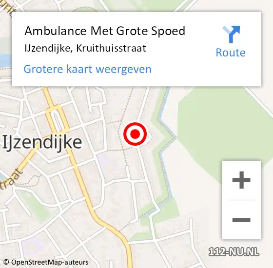 Locatie op kaart van de 112 melding: Ambulance Met Grote Spoed Naar IJzendijke, Kruithuisstraat op 26 januari 2015 18:20