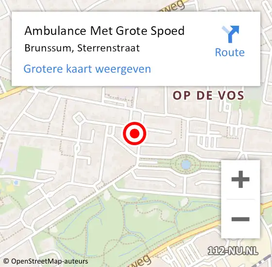 Locatie op kaart van de 112 melding: Ambulance Met Grote Spoed Naar Brunssum, Sterrenstraat op 26 januari 2015 18:24